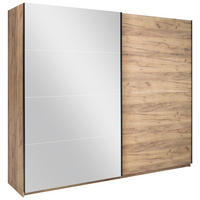 SCHIEBETÜRENSCHRANK 250/210/62 cm 2-türig Eichefarben  - Eichefarben/Schwarz, MODERN, Holzwerkstoff/Metall (250/210/62cm) - MID.YOU