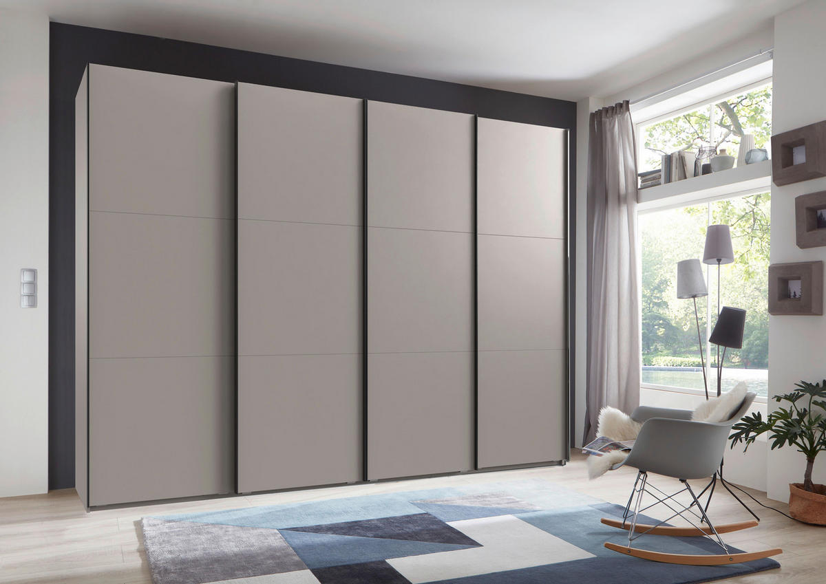 SCHWEBETÜRENSCHRANK 300/216/65 cm 4-türig Sahara  - Schwarz/Sahara, MODERN, Holzwerkstoff/Metall (300/216/65cm) - MID.YOU