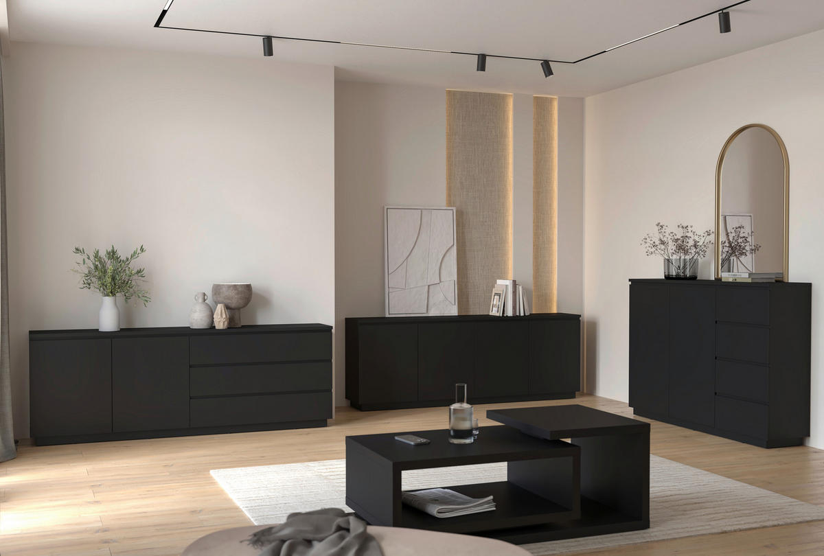 SIDEBOARD Bilbao 200/72/34,5 cm  - Schwarz, Design, Holzwerkstoff (200/72/34,5cm) - MID.YOU