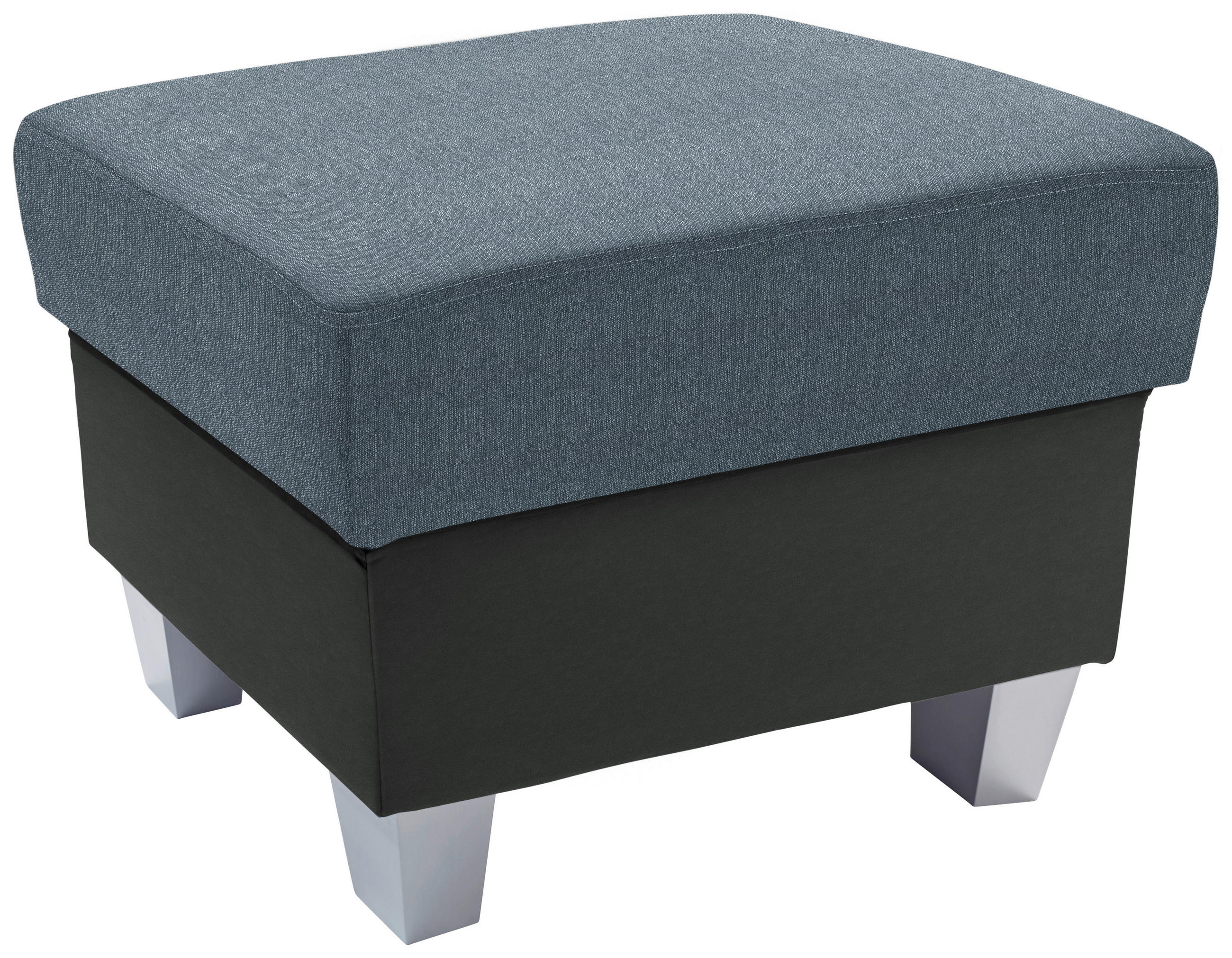 HOCKER Textil Blau, Graphitfarben  - Blau/Silberfarben, Konventionell, Holz/Textil (68/43/47cm) - Livetastic