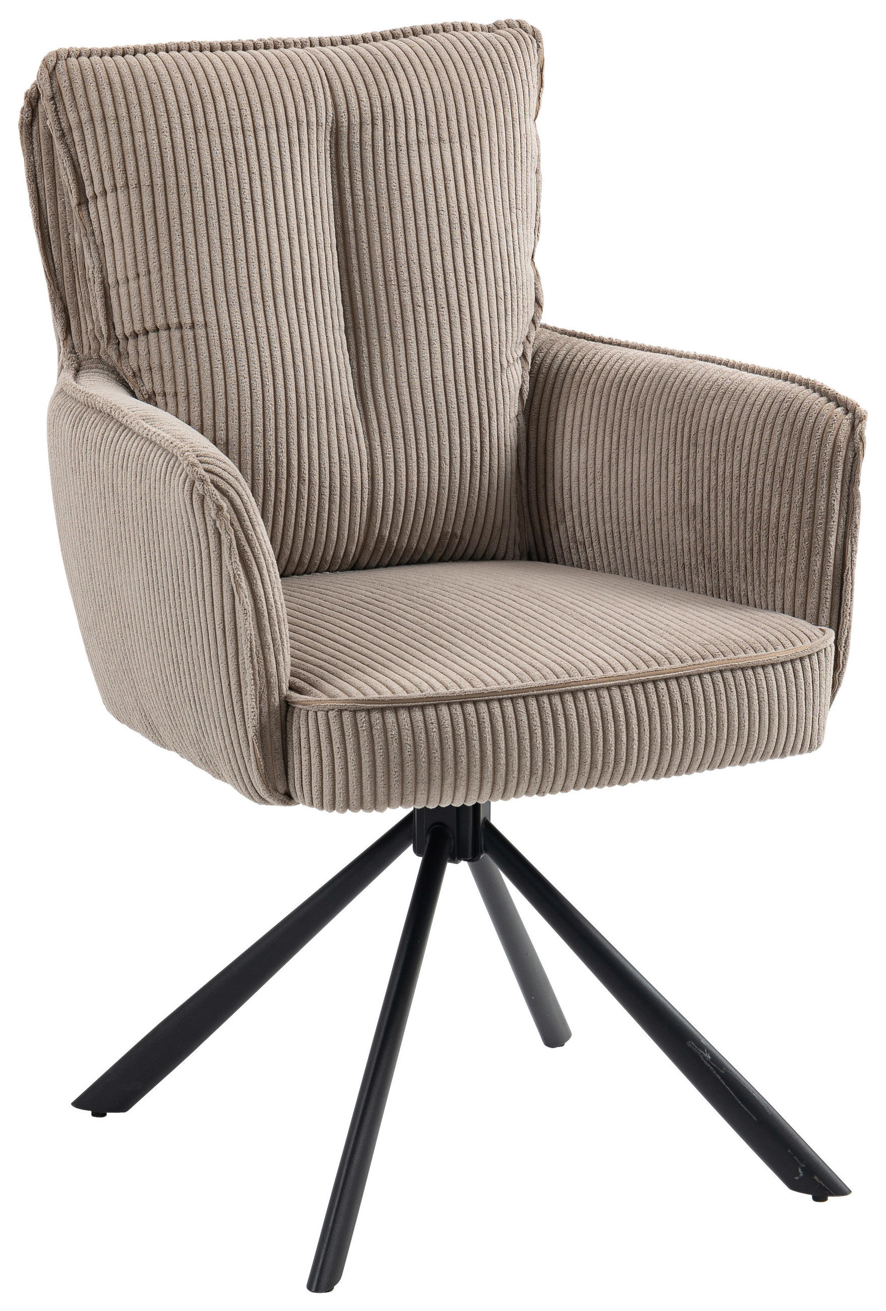 ARMLEHNSTUHL  Stoffauswahl, Sitzfläche 180° drehbar Cord  - Hellgrau/Schwarz, Design, Textil/Metall (62/95/67cm) - Novel