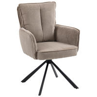 ARMLEHNSTUHL  Stoffauswahl, Sitzfläche 180° drehbar Cord  - Hellgrau/Schwarz, Design, Textil/Metall (62/95/67cm) - Novel