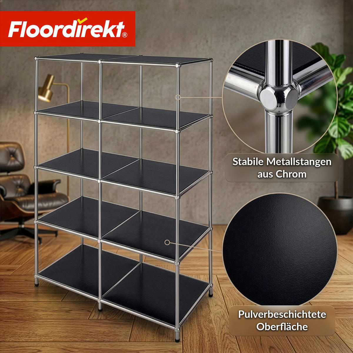 STANDREGAL Schwarz  - Schwarz, Basics, Metall (78/118/40cm) - Floordirekt