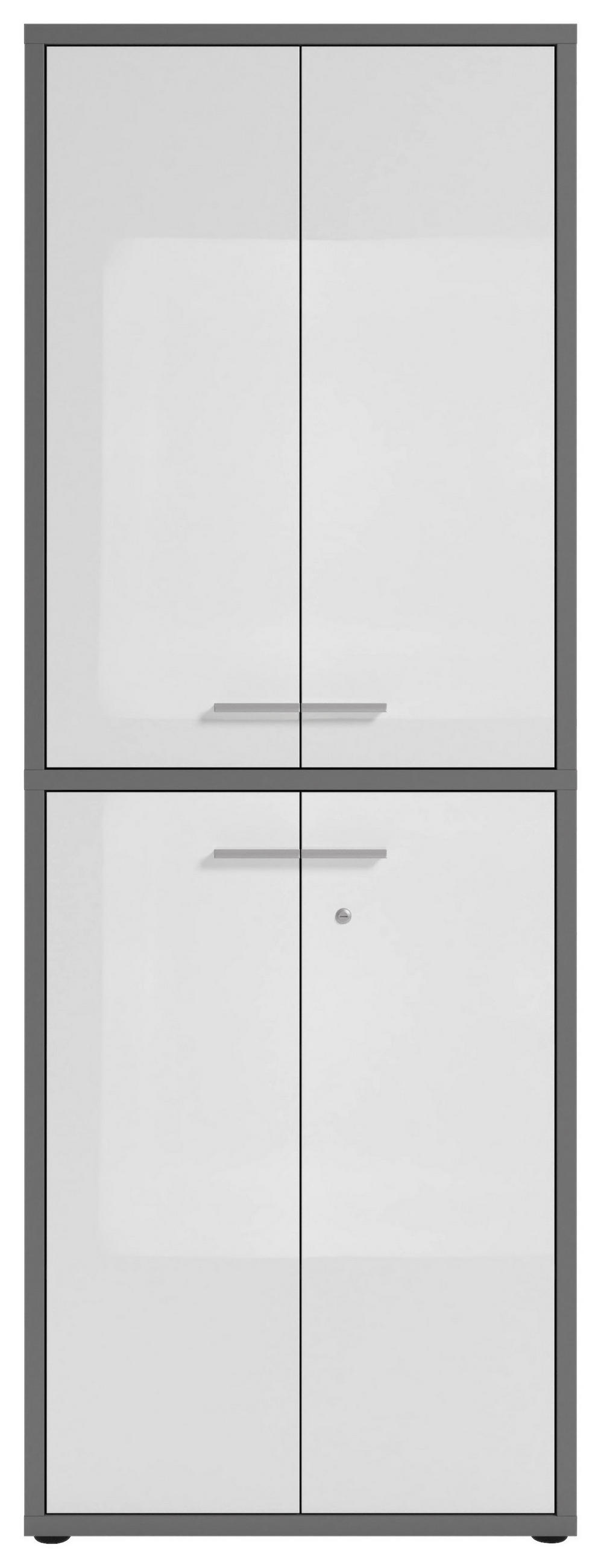 AKTENSCHRANK Grau, Weiß  - Weiß/Grau, MODERN, Glas/Holzwerkstoff (78,1/215,4/40cm)