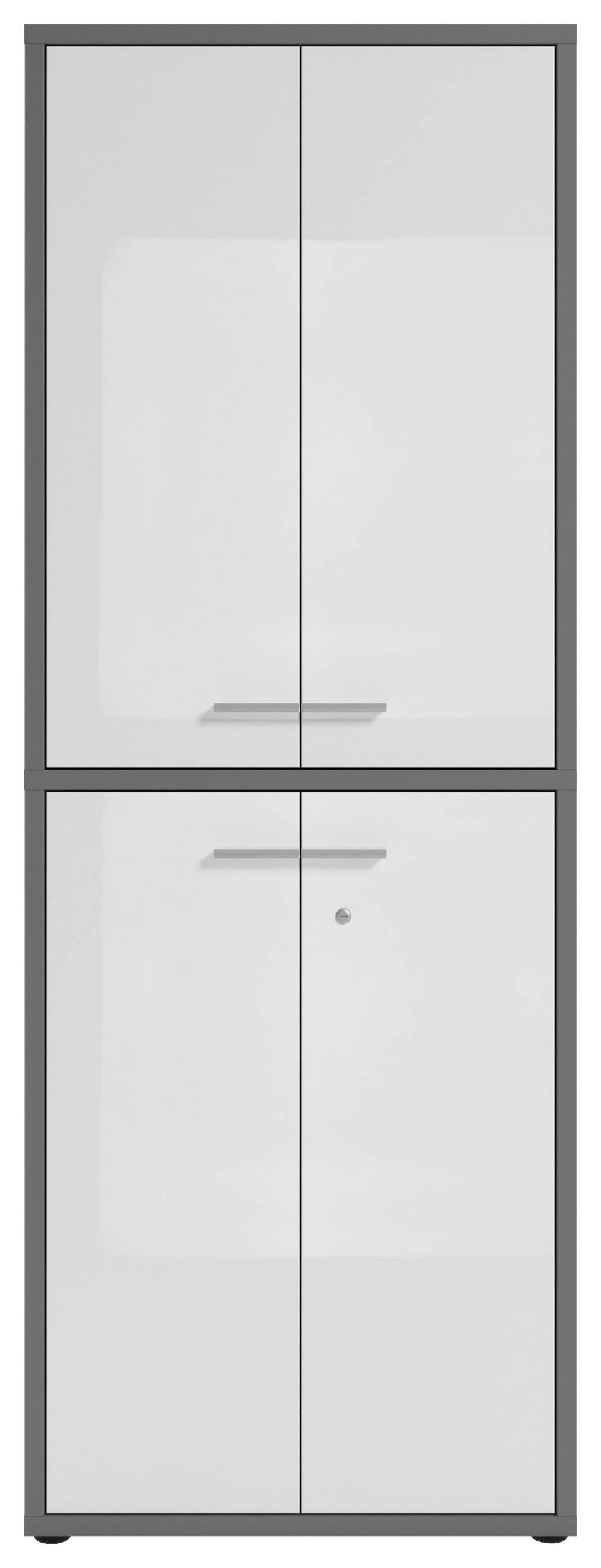 AKTENSCHRANK Grau, Weiß  - Weiß/Grau, MODERN, Glas/Holzwerkstoff (78,1/215,4/40cm)