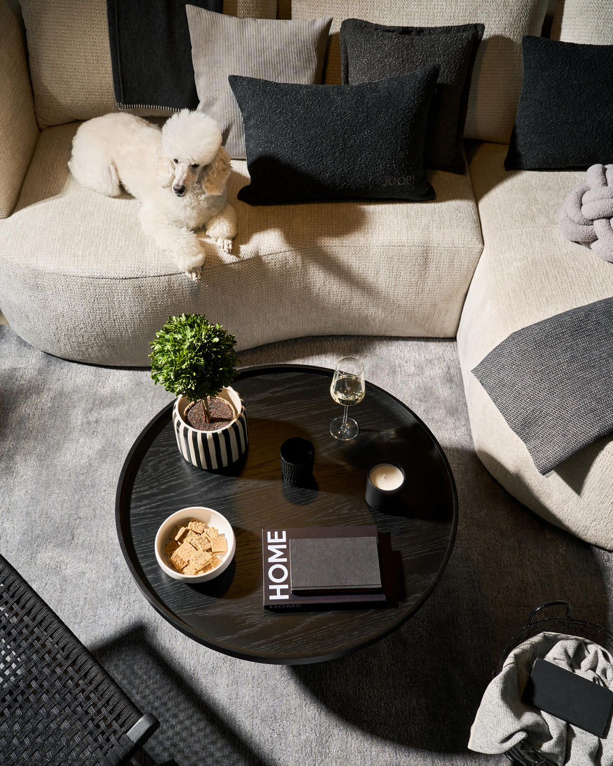 ECKSOFA in Chenille Greige  - Greige/Schwarz, MODERN, Kunststoff/Textil (287/179cm) - Carryhome