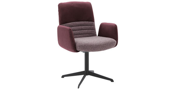 ARMLEHNSTUHL in Stahl Flachgewebe Echtleder pigmentiert - Rotbraun/Weinrot, Design, Leder/Textil (64/93/69cm) - Dieter Knoll