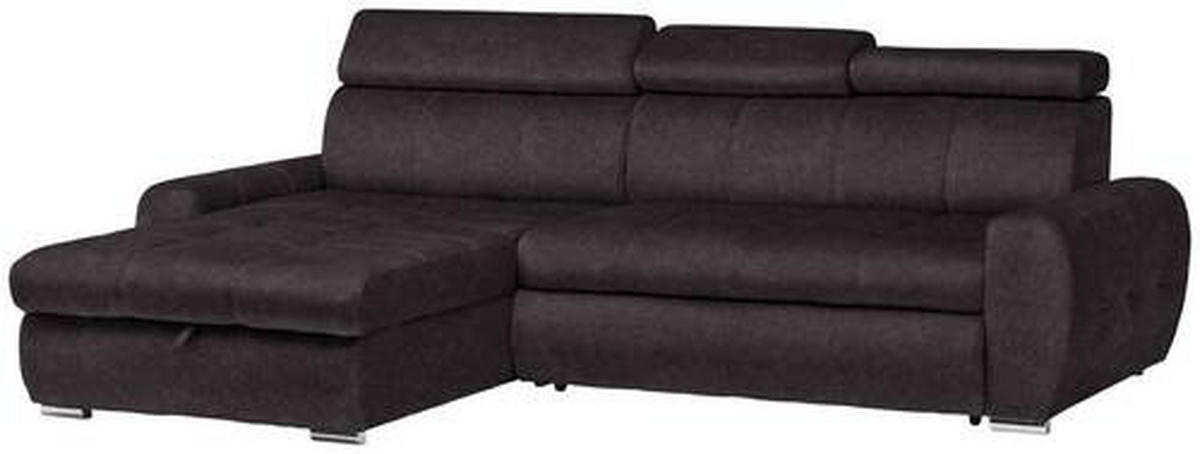 ECKSOFA in Velours Dunkelbraun  - Chromfarben/Dunkelbraun, Design, Kunststoff/Textil (173/276cm) - Stylife