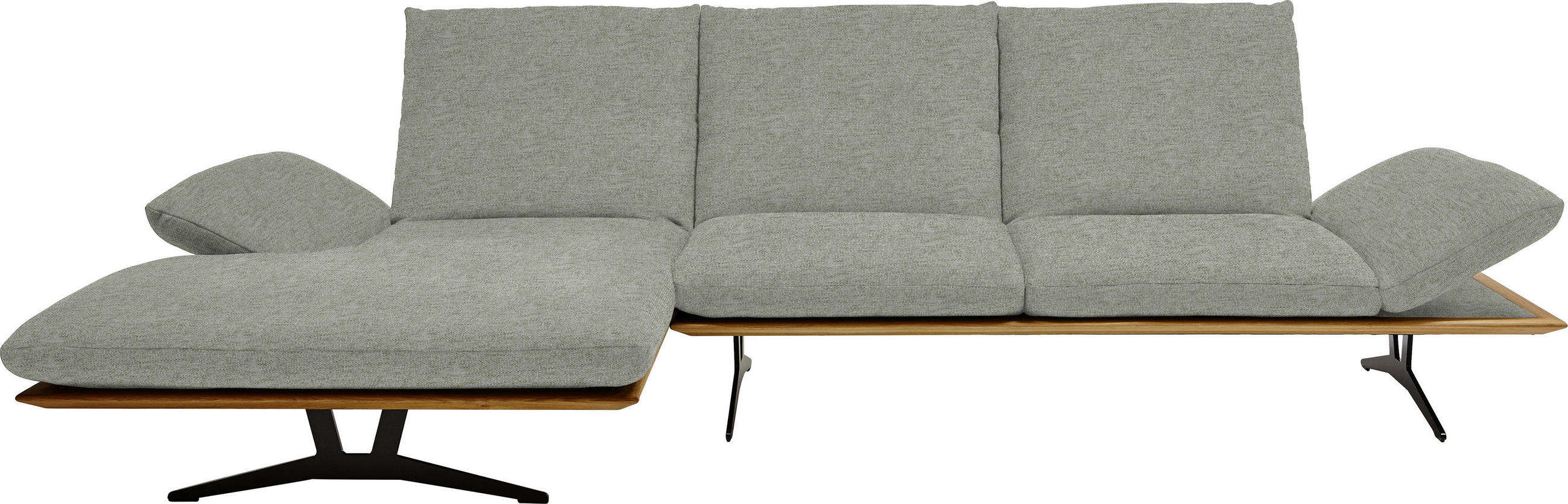 ECKSOFA in Flachgewebe Greige  - Greige/Schwarz, Design, Holz/Textil (159/314cm) - Dieter Knoll