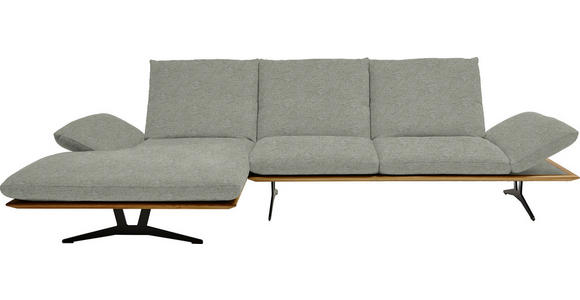 ECKSOFA in Flachgewebe Greige  - Greige/Schwarz, Design, Holz/Textil (159/314cm) - Dieter Knoll