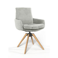ARMLEHNSTUHL  Beinauswahl, Sitzfläche 360° drehbar, Stoff-/Lederauswahl gerippt  Naturfarben  - Eichefarben/Naturfarben, Design, Holz/Textil (60/91/62cm) - Valdera