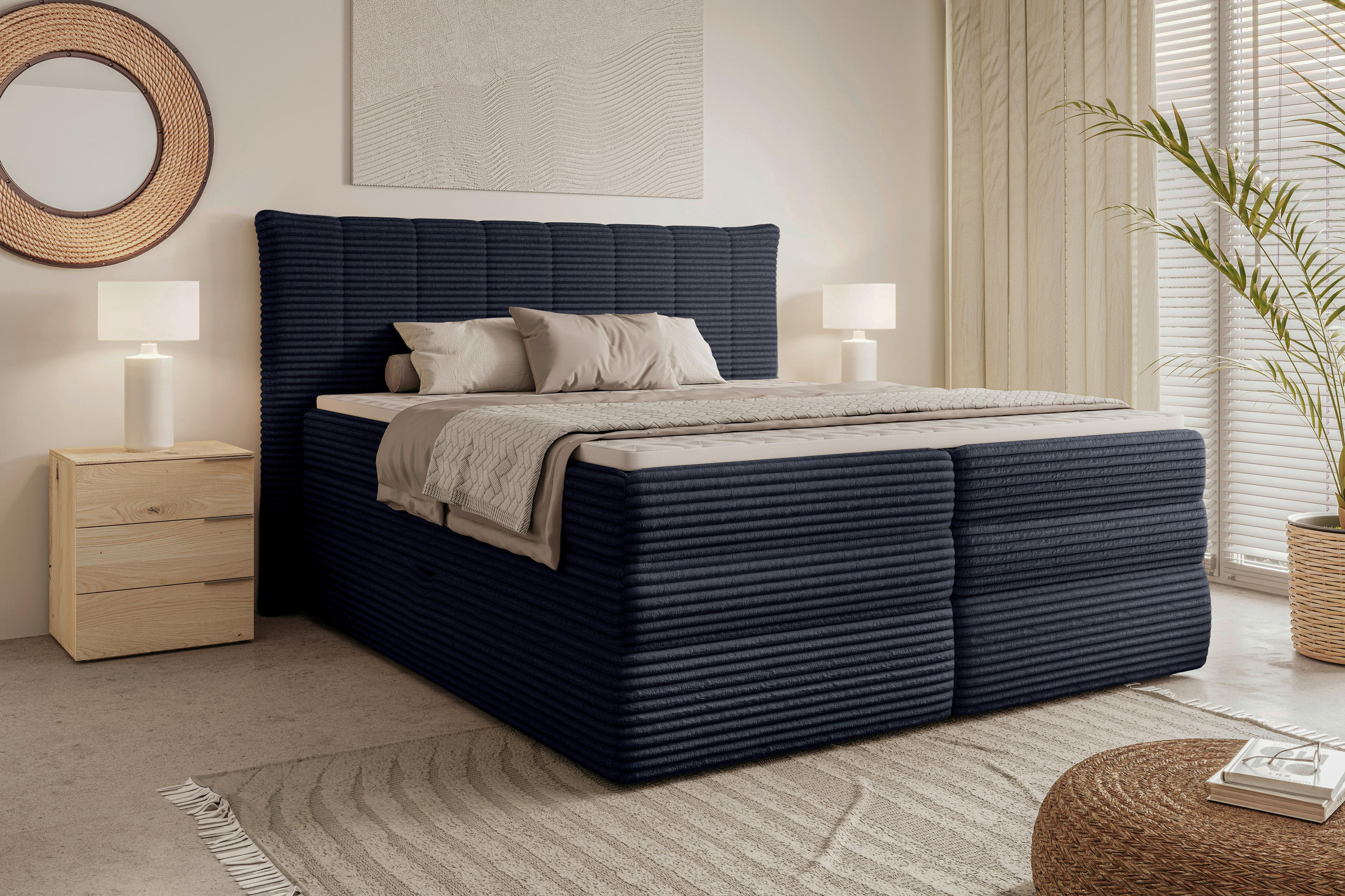 Chameo Boxspringbett Schwarz 140x200 cm