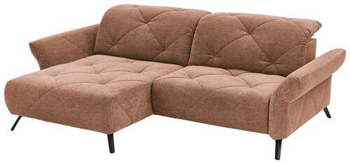 ECKSOFA in Webstoff Kupferfarben  - Schwarz/Kupferfarben, Design, Textil/Metall (173/244cm) - Moderano