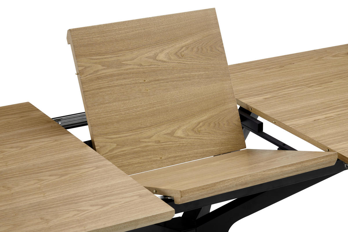 ESSTISCH 160-210/90/76 cm Echtholz, Nachbildung  Holz, Metall, Holzwerkstoff ausziehbar rechteckig Schwarz, Eichefarben  - Eichefarben/Schwarz, MODERN, Holz/Holzwerkstoff (160-210/90/76cm) - P & B