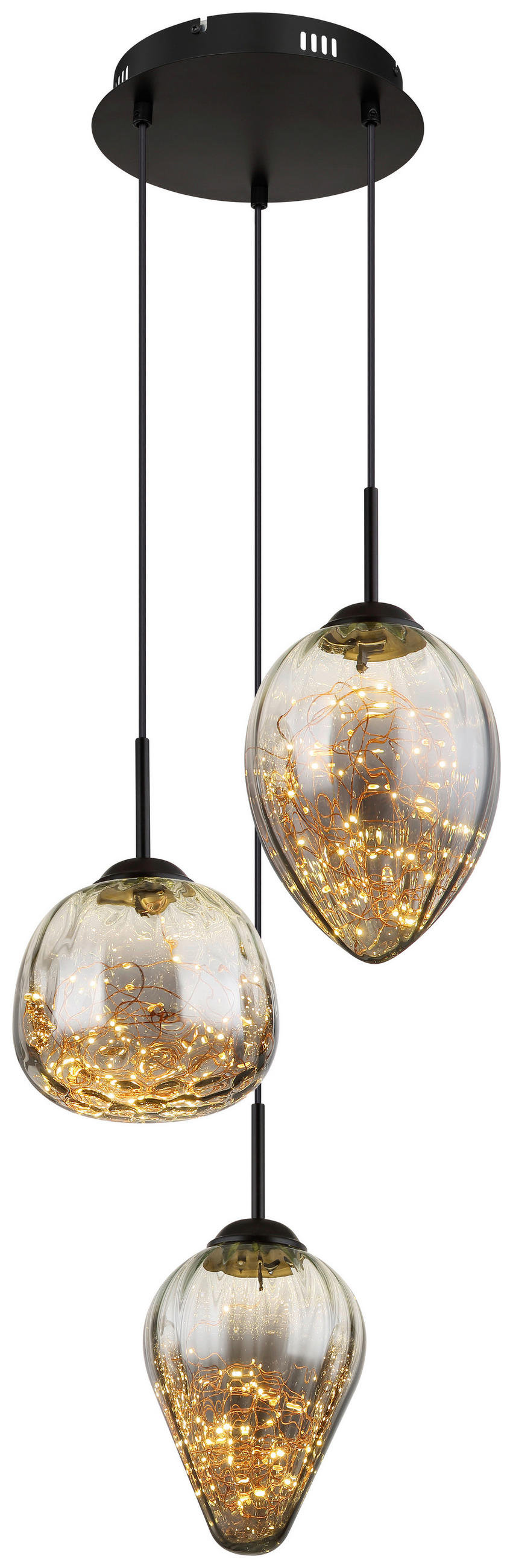 HÄNGELEUCHTE 39/120 cm   - Schwarz, Design, Glas/Metall (39/120cm) - Collet's Monde