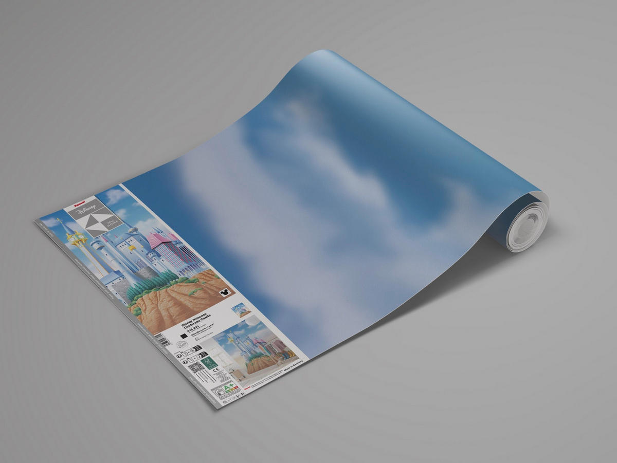 FOTOTAPETE PRINCESS CINDERELLA CASTLE  - Blau, Design, Textil (200/250cm) - Disney