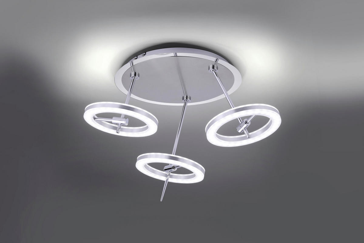 LED-DECKENLEUCHTE 55/55/35,5 cm  - Edelstahlfarben, Design, Kunststoff/Metall (55/55/35,5cm) - Just Light