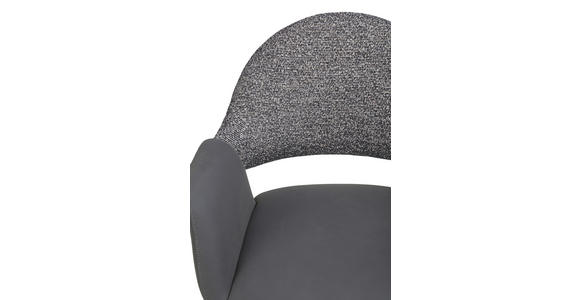 ARMLEHNSTUHL  Sitzfläche 360° drehbar, inklusive Armlehnen, automatische Rückholfunktion Webstoff Echtleder  - Schwarz, Design, Leder/Textil (62,5/86/64cm) - Novel