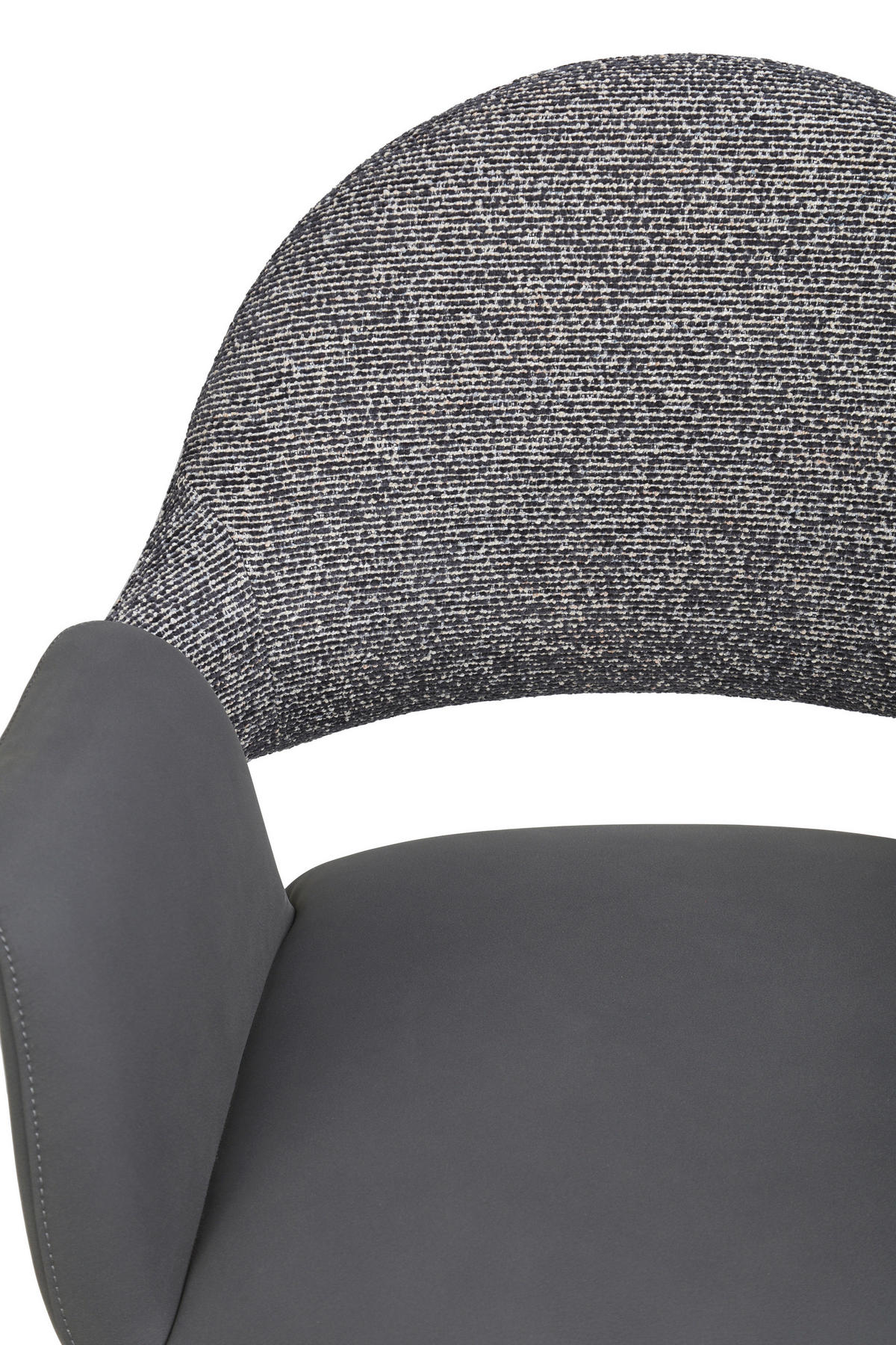 ARMLEHNSTUHL  Sitzfläche 360° drehbar, inklusive Armlehnen, automatische Rückholfunktion Webstoff Echtleder  - Schwarz, Design, Leder/Textil (62,5/86/64cm) - Novel