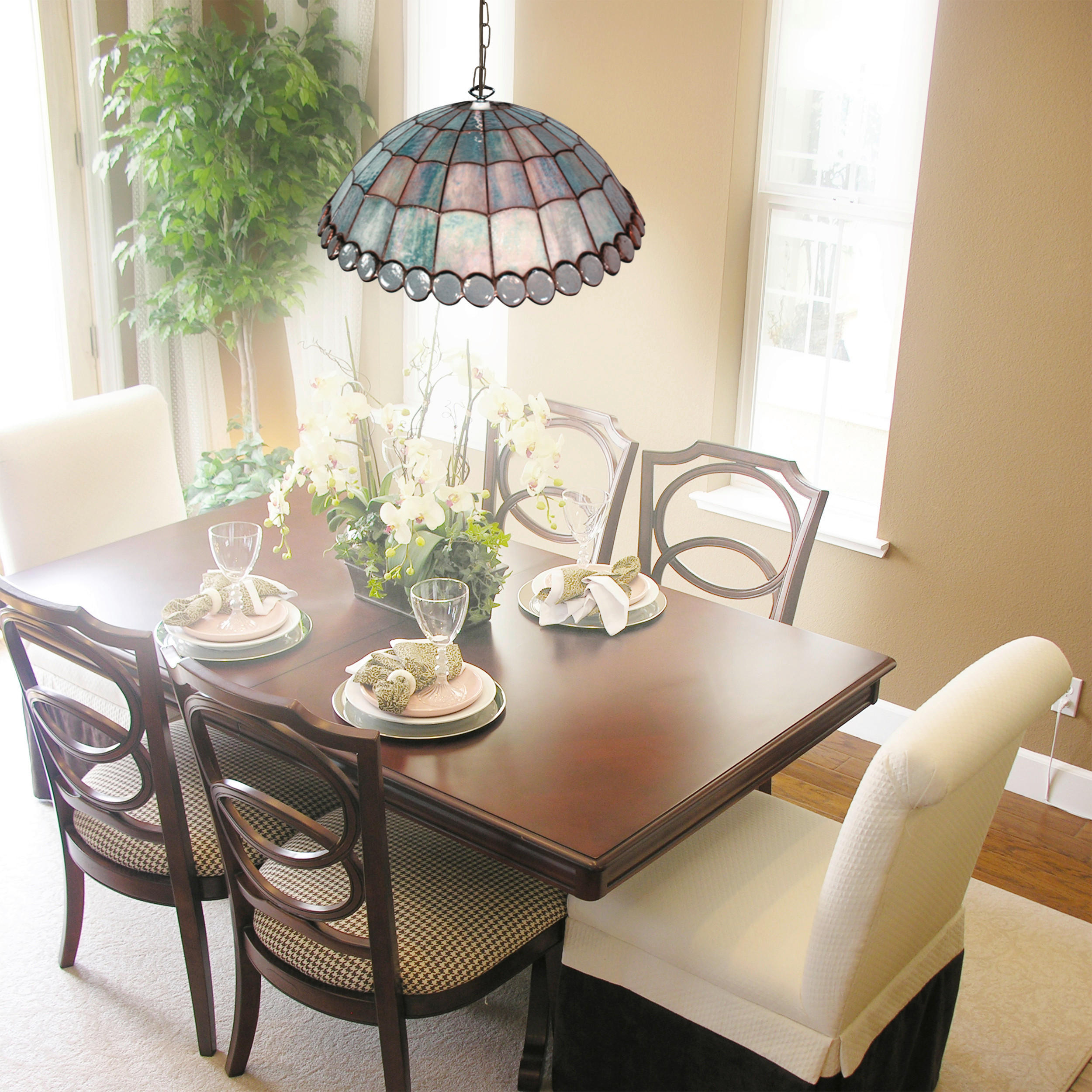 HÄNGELEUCHTE TIFFANY 40/120 cm   - Alufarben, ROMANTIK / LANDHAUS, Glas/Metall (40/120cm) - Näve