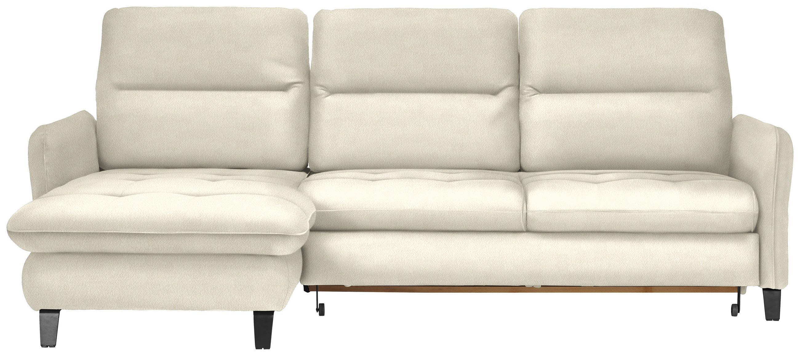 ECKSOFA Creme Flachgewebe  - Creme/Schwarz, KONVENTIONELL, Textil/Metall (190/254cm) - Livetastic