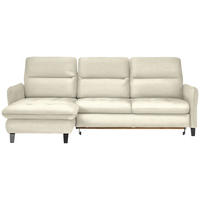 ECKSOFA Creme Flachgewebe  - Creme/Schwarz, KONVENTIONELL, Textil/Metall (190/254cm) - Livetastic