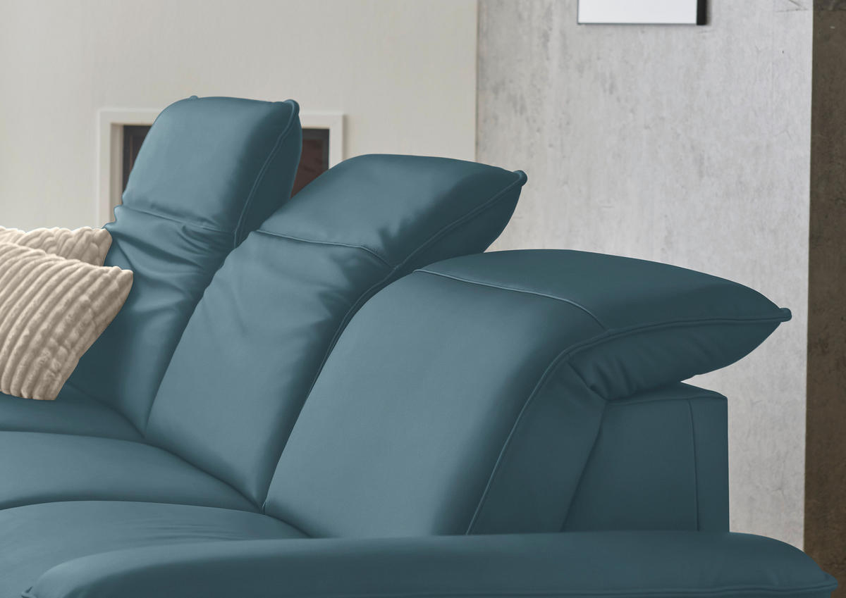 ECKSOFA  Echtleder Blau  - Blau/Schwarz, Design, Leder/Metall (169/307cm) - Beldomo Premium