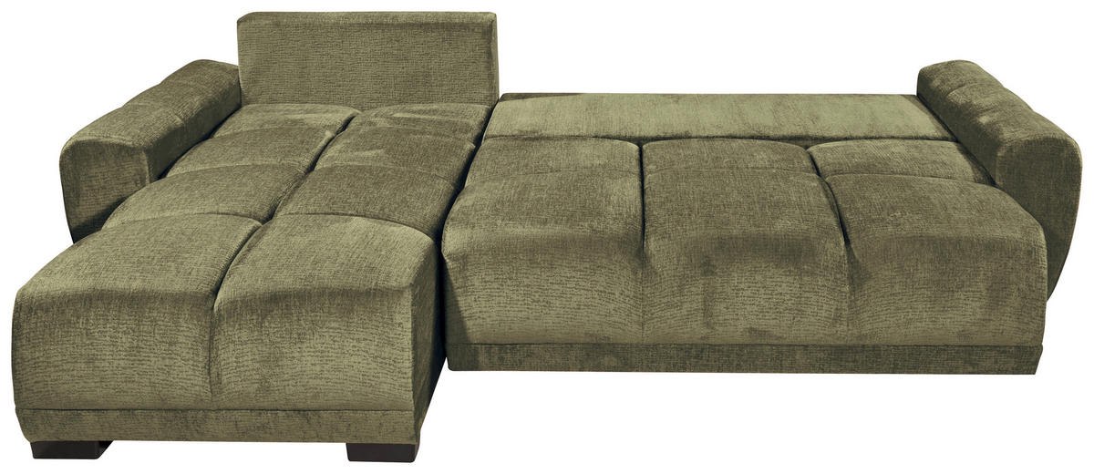 HÖRNBÄDDSOFFA 3-sits i chenille mörkgrön  - svart/mörkgrön, Basics, textil/plast (294/183cm) - Livetastic