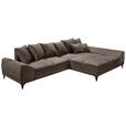 ECKSOFA in Webstoff Dunkelbraun  - Dunkelbraun/Schwarz, KONVENTIONELL, Kunststoff/Textil (310/185cm) - Carryhome