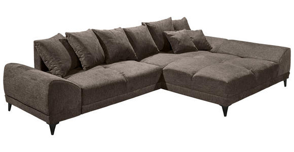 ECKSOFA in Webstoff Dunkelbraun  - Dunkelbraun/Schwarz, KONVENTIONELL, Kunststoff/Textil (310/185cm) - Carryhome