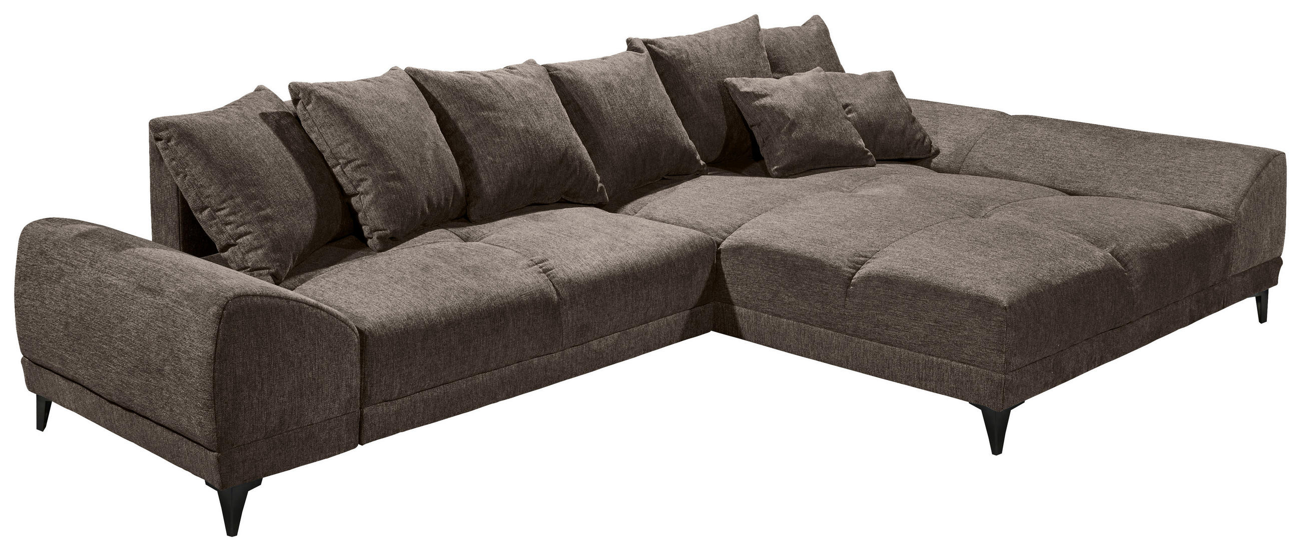 HÖRNSOFFA i vävt tyg mörkbrun  - svart/mörkbrun, Klassisk, textil/plast (310/185cm) - MID.YOU
