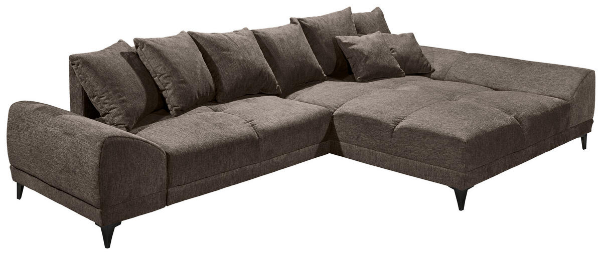 HÖRNSOFFA i vävt tyg mörkbrun  - svart/mörkbrun, Klassisk, textil/plast (310/185cm) - MID.YOU