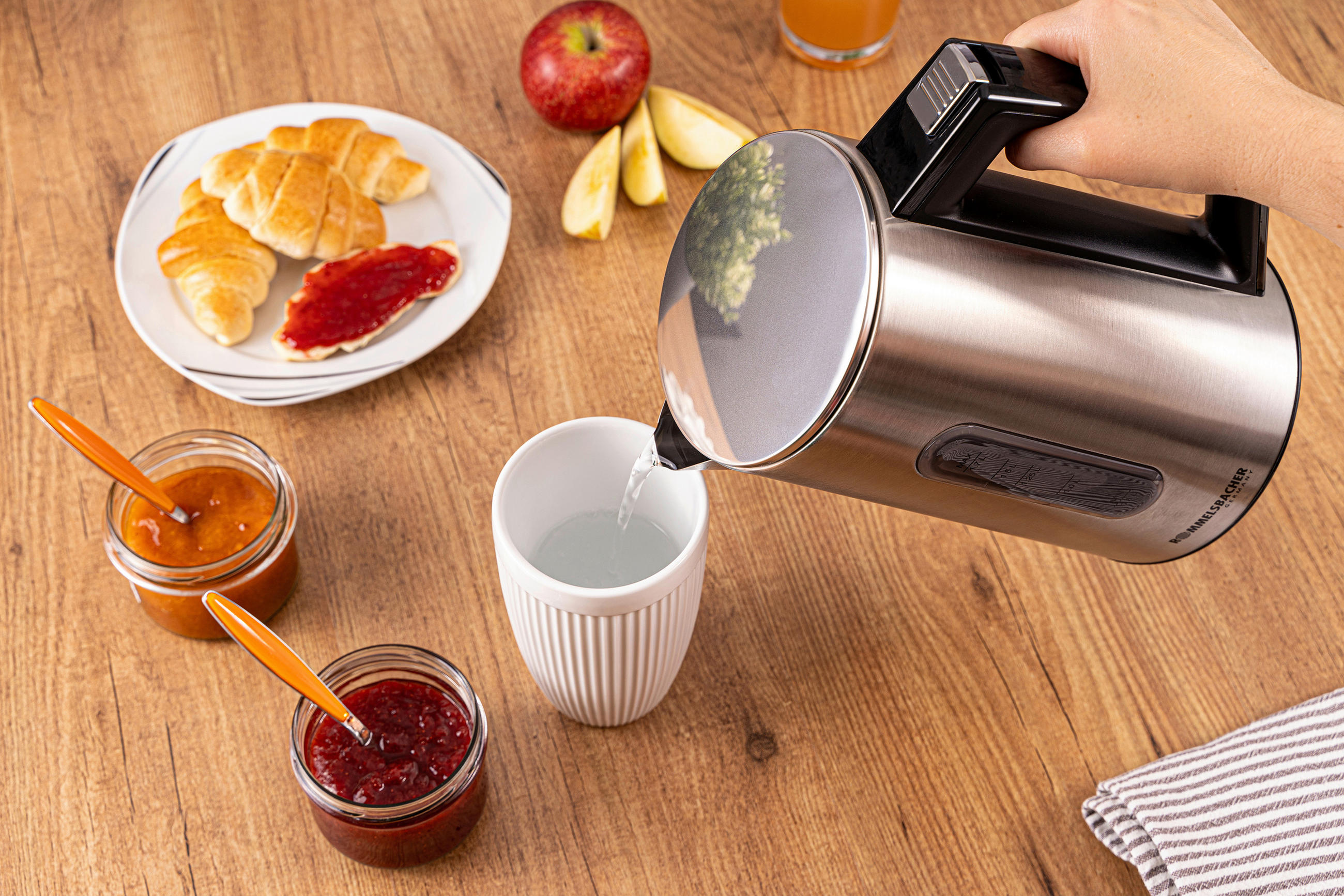 WASSERKOCHER 1,7 L  - Edelstahlfarben, Basics, Metall (23/24/15cm) - Rommelsbacher