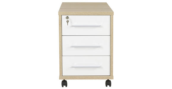 ROLLCONTAINER 43,8/63/65 cm - Silberfarben/Weiß, KONVENTIONELL, Holzwerkstoff/Kunststoff (43,8/63/65cm) - Voleo