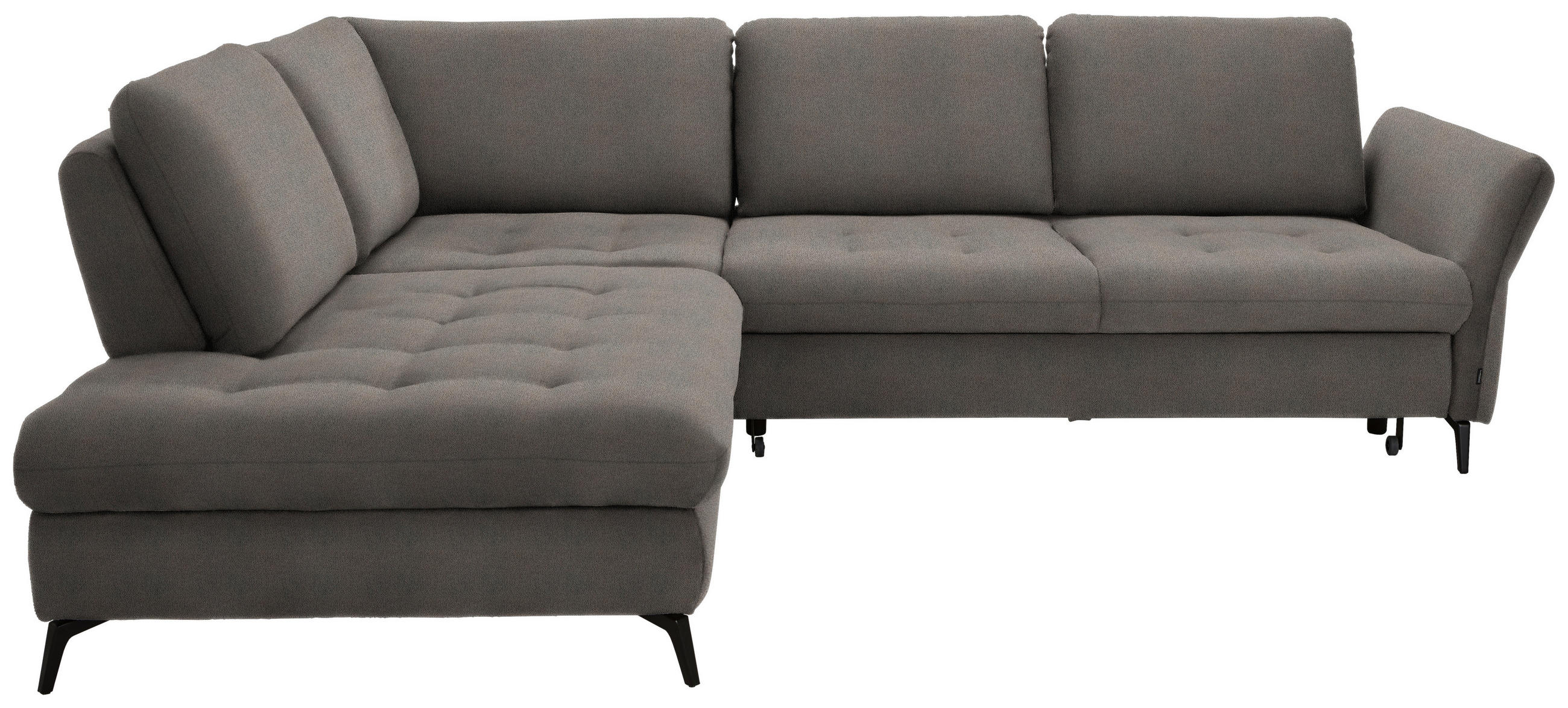 ECKSOFA Greige Flachgewebe  - Greige/Schwarz, Natur, Textil/Metall (233/288cm) - Valnatura