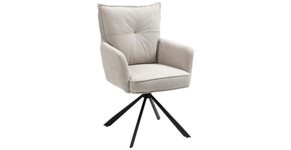 ARMLEHNSTUHL in Eisen Cord - Beige, Design, Textil/Metall (60/95/67cm) - Novel