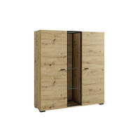 HIGHBOARD FRAME, 120/130,5/38 cm,  - Schwarz/Eiche Artisan, MODERN, Glas/Holzwerkstoff (120/130,5/38cm) - MID.YOU