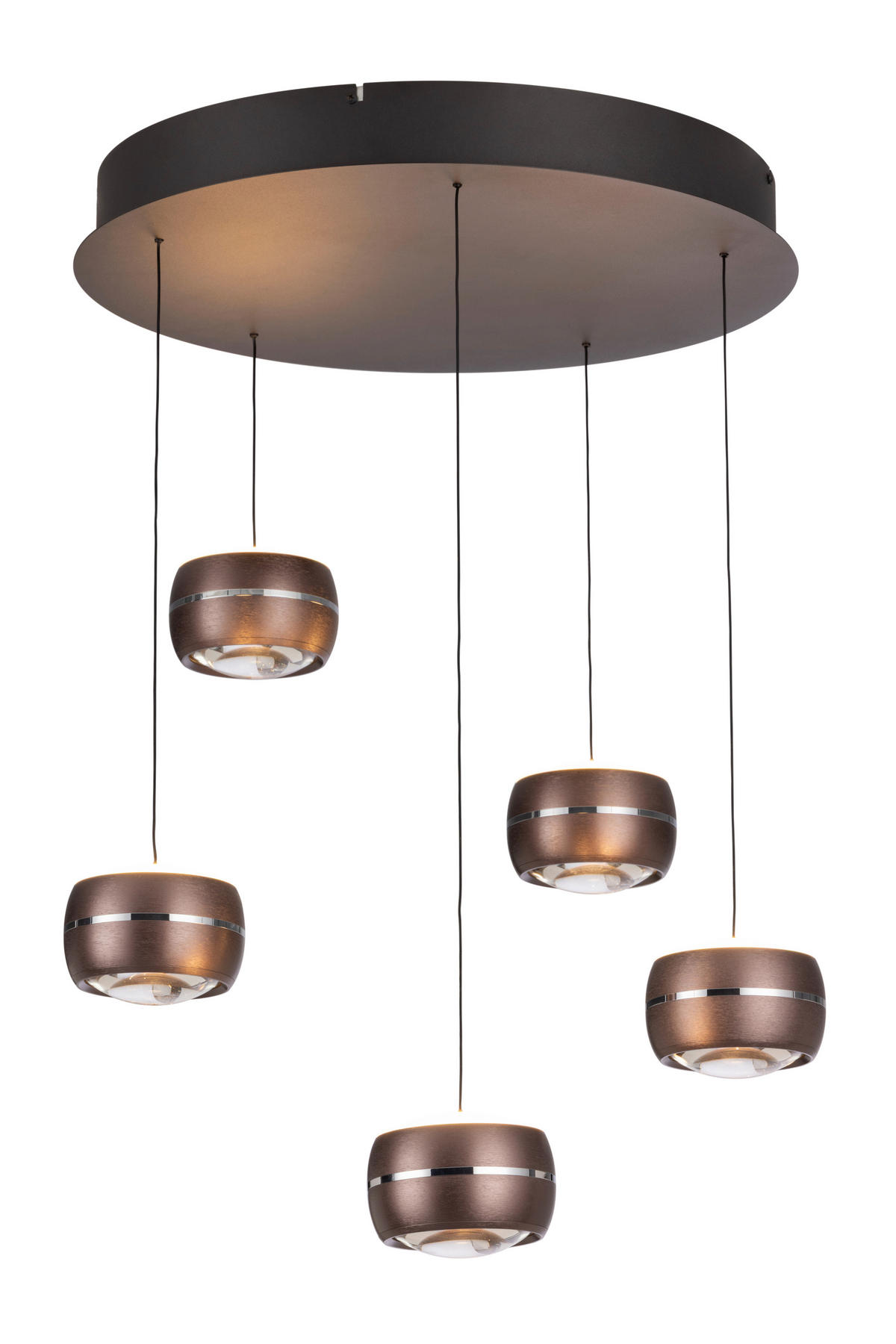 ZÁVESNÉ LED SVIETIDLO, 52,5/180 cm  - hnedá, Basics, kov/sklo (52,5/180cm) - Dieter Knoll