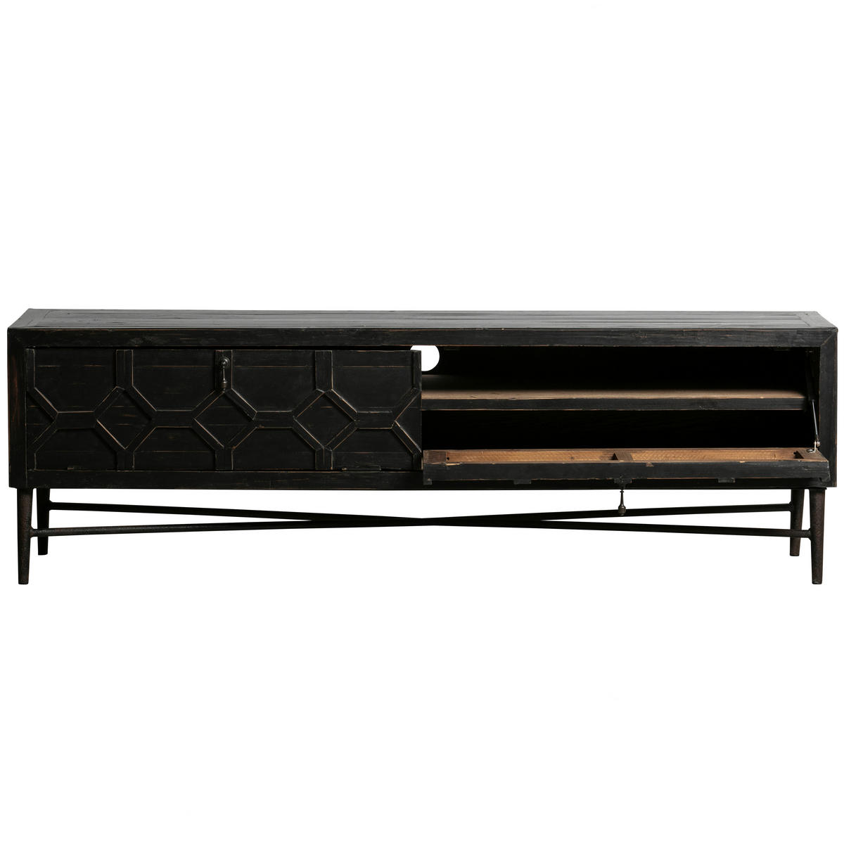LOWBOARD 160/50/45 cm  - Schwarz, Design, Holz/Metall (160/50/45cm) - Livetastic