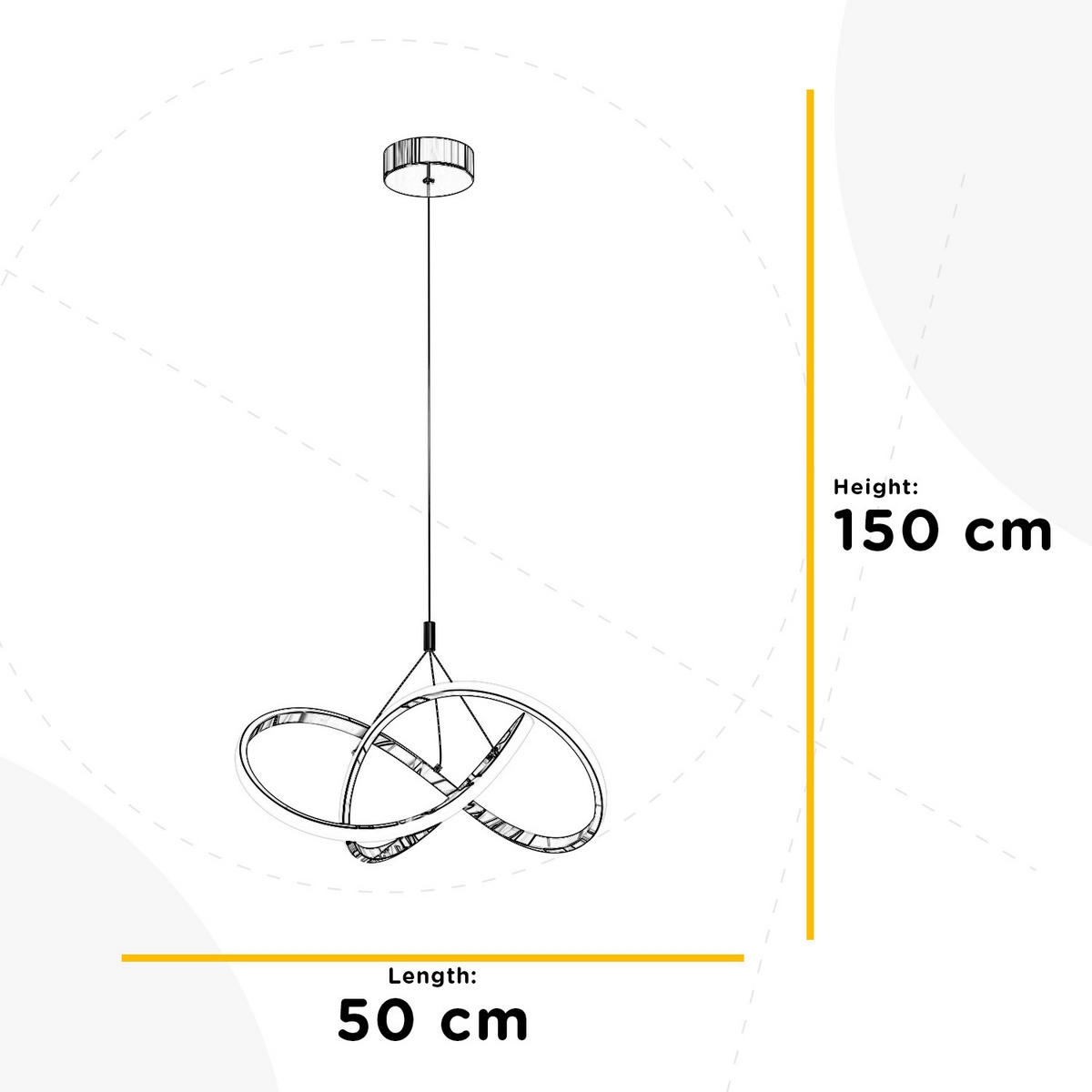 LED-HÄNGELEUCHTE 5096 LOOP 50/50/150 cm   - Klar/Chromfarben, Design, Glas/Metall (50/50/150cm)