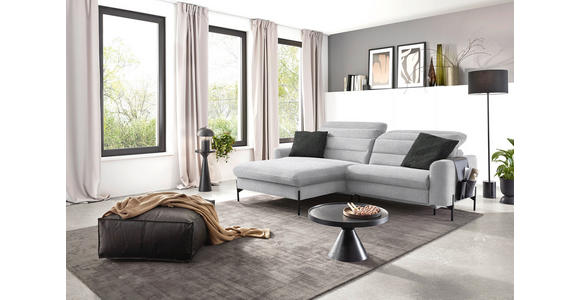 ECKSOFA in Flachgewebe Hellgrau 191/252 cm - Hellgrau/Schwarz, Design, Textil/Metall (191/252cm) - Dieter Knoll