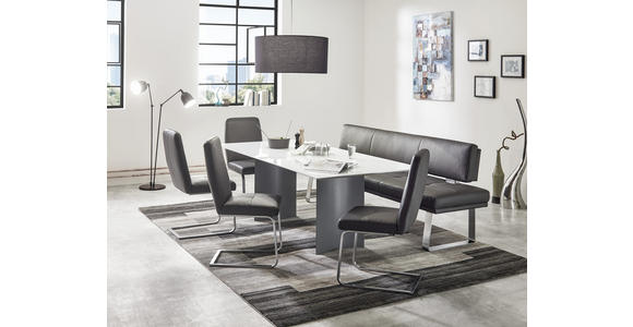 SITZBANK in Grau, Edelstahlfarben - Edelstahlfarben/Grau, Design, Leder/Metall (239cm) - Dieter Knoll