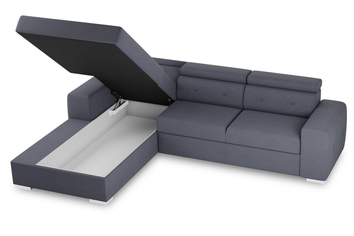 ECKSCHLAFSOFA in Blau, Grau Textil   - Blau/Silberfarben, Design, Textil (195/296cm) - MID.YOU