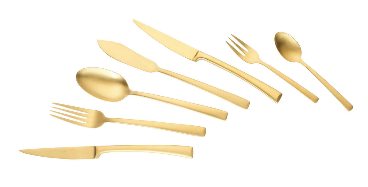 BESTECKSET 42-teilig Edelstahl  - Goldfarben, Trend, Metall - Echtwerk