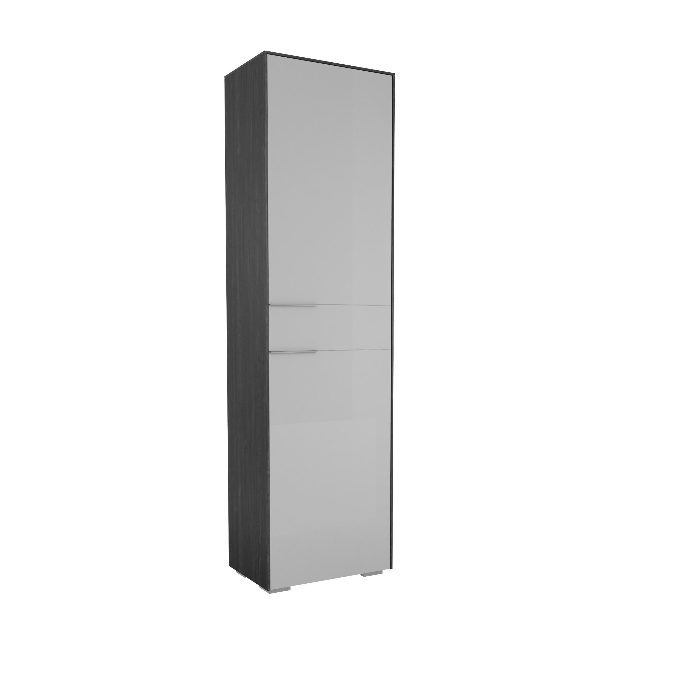 GARDEROBENSCHRANK Hellgrau, Dunkelgrau - Chromfarben/Dunkelgrau, Design, Glas/Holzwerkstoff (55,8/199,1/37,3cm) - Voleo