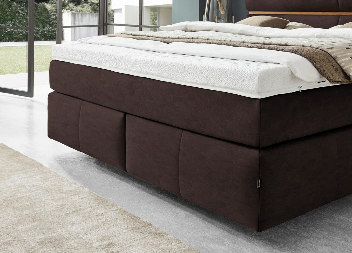 BOXSPRINGBETT 180/200 cm  in Eichefarben, Dunkelbraun  - Eichefarben/Dunkelbraun, KONVENTIONELL, Holz/Kunststoff (180/200cm) - Dieter Knoll
