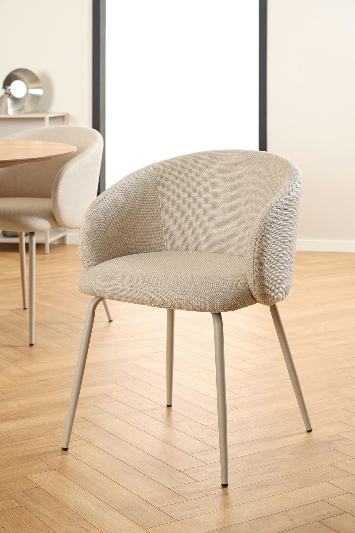 ARMLEHNSTUHL  in Struktur  - Beige/Grau, Design, Textil/Metall (55,5/79/55cm) - MID.YOU