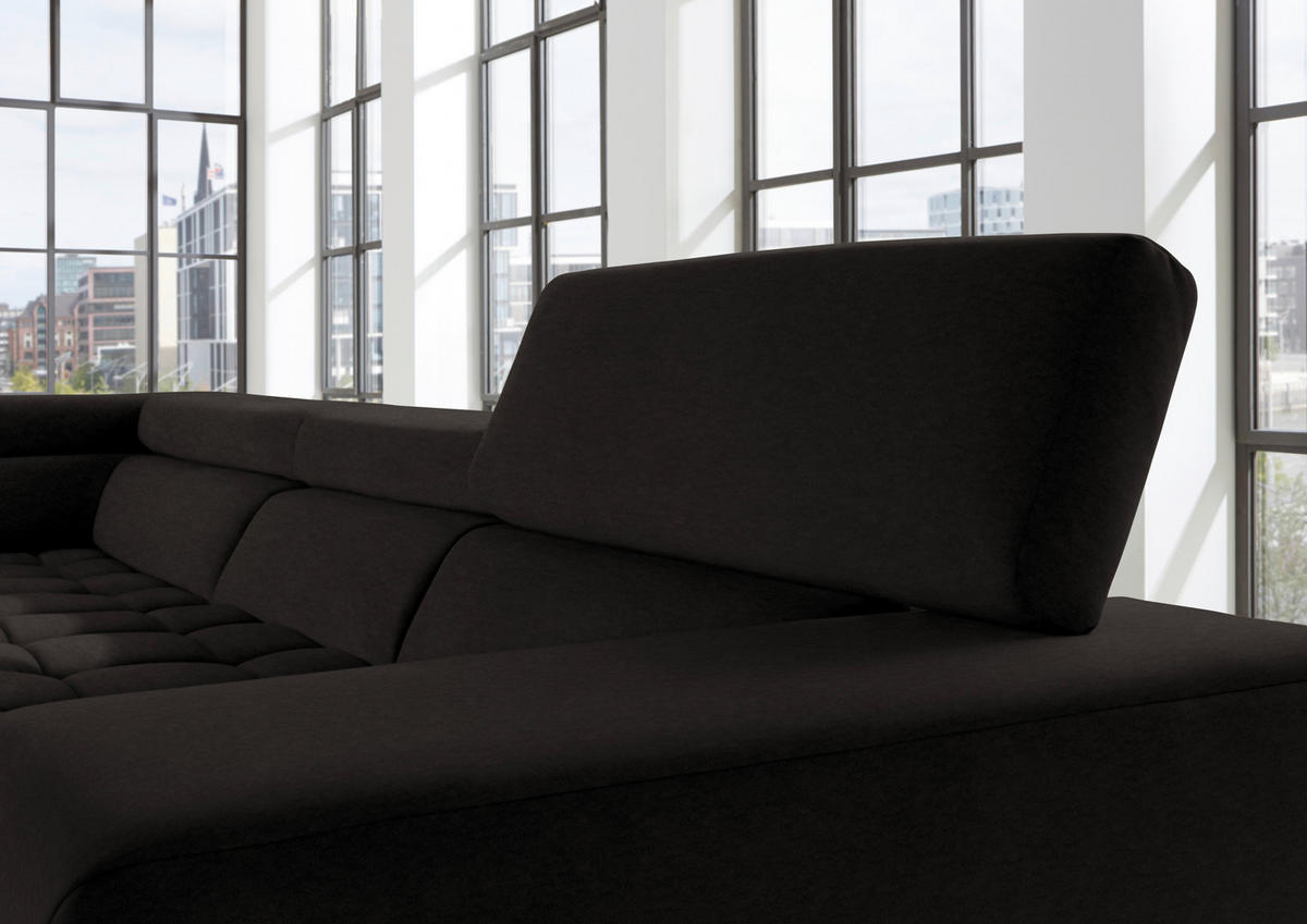 ECKSOFA in Mikrofaser Schwarzbraun  326/222 cm  - Chromfarben/Schwarzbraun, Design, Textil/Metall (326/222cm) - Beldomo Speed