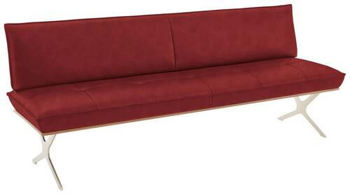 SITZBANK 214/88/66 cm Echtleder Rot, Edelstahlfarben Nussbaum furniert Metall  - Edelstahlfarben/Rot, Design, Leder/Holz (214/88/66cm) - Koinor