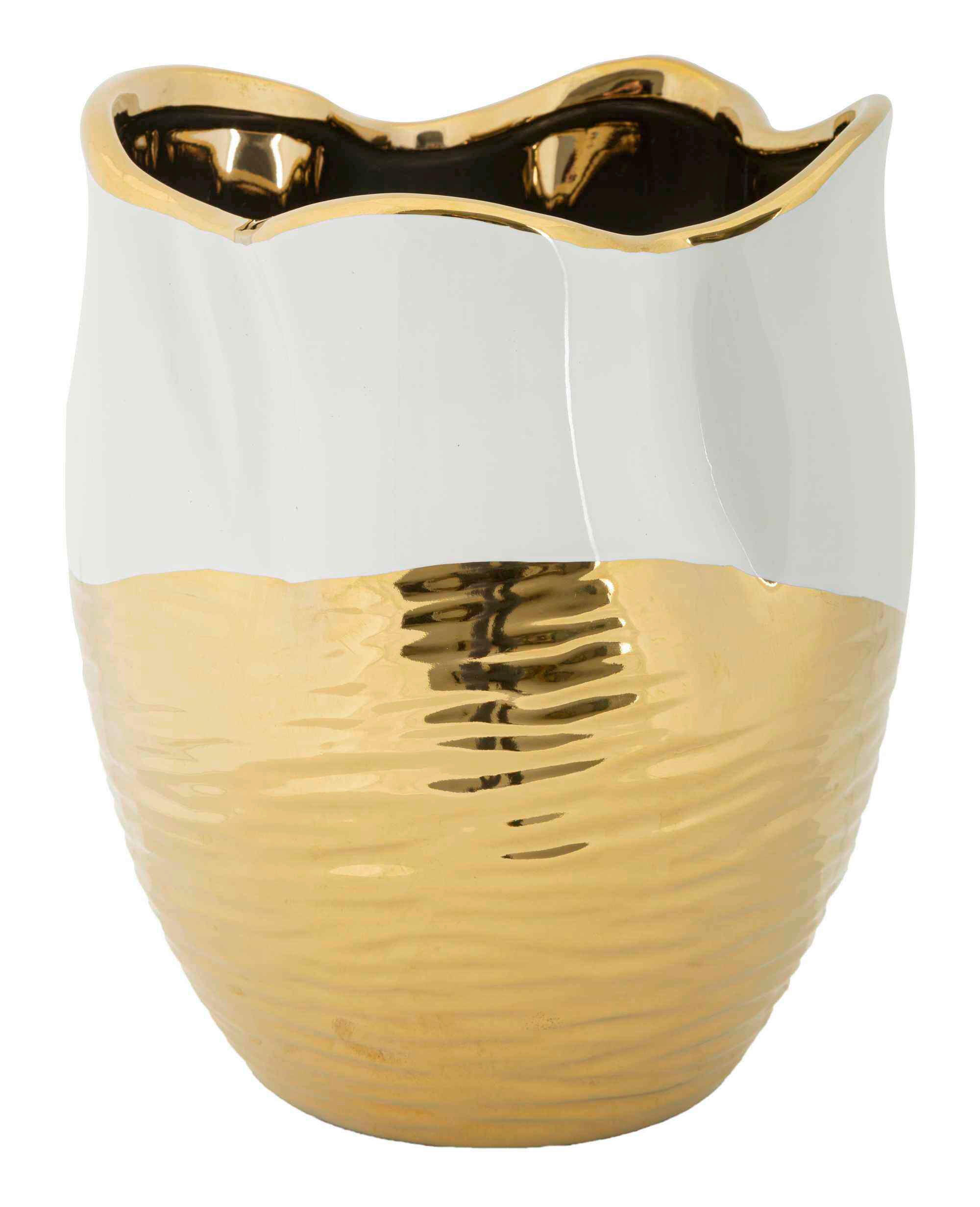 Vase Lux Weiß, Goldfarben B: 20 Cm